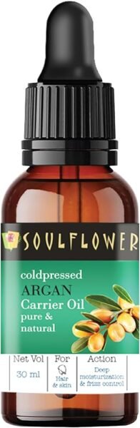 Best Hair Serum for Women |Soulflower Moroccan Argan Oil for Light Oil for styling for Frizzy, Dry u0026 thin hair, Hair Growth, Hair Fall Control 100% Pure, Organic u0026 Natural, Rich in Omega 3, Vitamin E